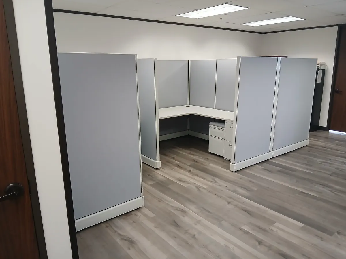 Herman Miller AO2 workstations with power and overhead storage